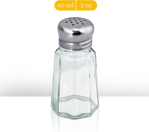 1st Choice Salt and Pepper Shakers Set of 2 with Stainless Tops (Paneled Shakers)