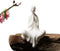 Kingzhuo White Ceramic Cute Sitting Buddha Statue, Beautiful Praying Hands Meditation Monk Figurine, 4'' Tall