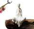 Kingzhuo White Ceramic Cute Sitting Buddha Statue, Beautiful Praying Hands Meditation Monk Figurine, 4'' Tall