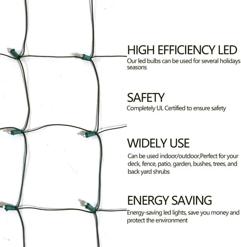 Bushes,100LED 5ftx5ft LED Christmas Net Lights Outdoor Christmas Decorations for Connectable Green Wire Net Christmas
