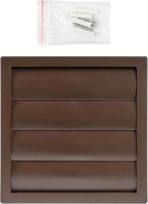 Plastic 6" Brown Dryer Vent Cover with Flange, Exhaust Ventilation Grille with Shutters, Louvered Air Vent for Various