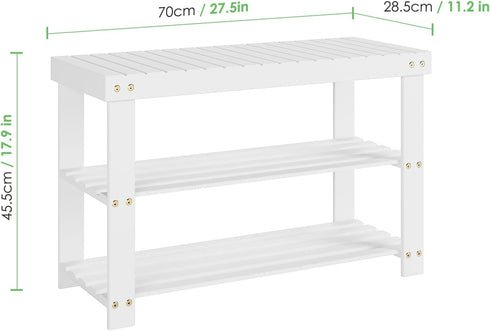 PUPL 3 260 lb, 27.5in 11.2in 17.9in Tier Bamboo Shoe Bench, Entryway Bench Shoe Rack Organizer for Bedroom Living Room