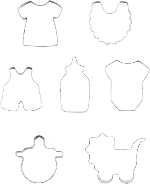 Baby Shower Series Cookie Cutters Set of 7 pcs, DIY Baking Molds, Stainless Steel Fondant Cutter