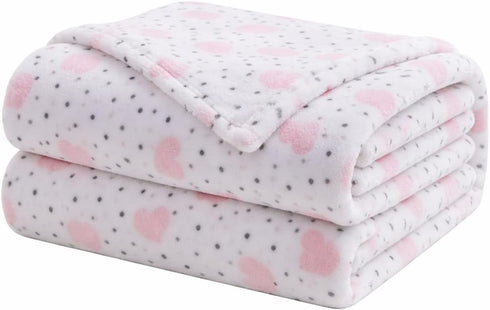Valentine Soft Throw Blanket: Confetti Heart Fun, Pink Black White, Accent for Couch Sofa Chair Bed or Dorm (Confetti
