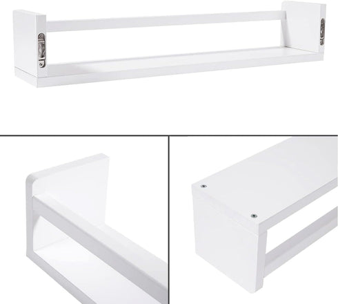24 Inch Set 3, AZSKY Nursery Bookshelves White, Floating Bookshelves for Wall of Baby Kids Room Decor, Solid Wood Wall