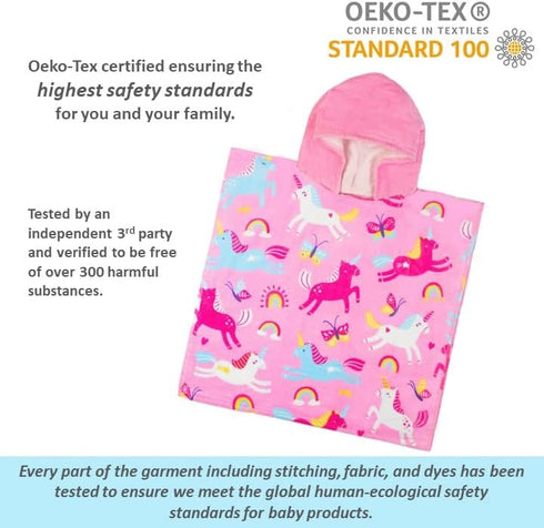 Baba & Bear Hooded Towel for Kids Swimsuit Cover Up for Beach, Pool, Bath (Unicorn)