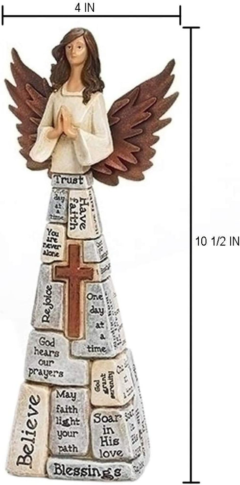 Praying Angel Faith-Filled Robes - Whitewashed 4 x 10.5 Resin Tabletop Figurine