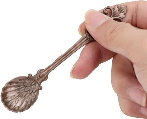 6Pcs Retro Crystal Alloy Tea Spoons, Decorative Dessert Spoon, Ice Cream Spoons for Cafe Tableware
