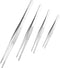 4 PCS Kitchen Food Tweezers, LEEFONE Stainless Steel Tongs with Precision Serrated Tips for BBQ Grilling Cooking