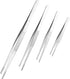 4 PCS Kitchen Food Tweezers, LEEFONE Stainless Steel Tongs with Precision Serrated Tips for BBQ Grilling Cooking