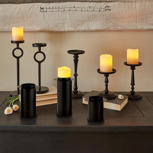 47th & Main Modern Iron Pillar Candle Holder, Large, Black Pedestal Candleholder