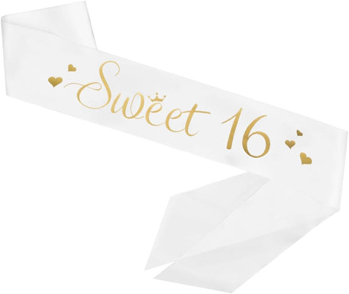 Sweet 16 Satin Sash, 16 Birthday Gift, Party Favors, Supplies and Decorations