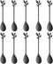AnSaw Elegant Black Leaf Coffee Spoons, 10-Piece Mini Stainless Steel Espresso & Dessert Spoons