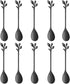 AnSaw Elegant Black Leaf Coffee Spoons, 10-Piece Mini Stainless Steel Espresso & Dessert Spoons