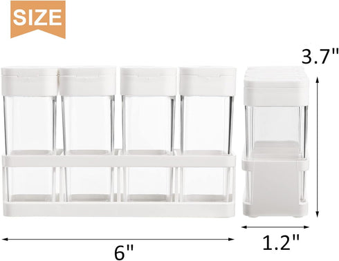 12 Set ZOOFOX Pieces Spice Shaker Jars, Plastic Seasoning Shaker Box with Lid, Transparent Barbecue Storage Containers