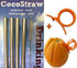4 Stainless Steel Wide Smoothie Straws + Cleaning Brush + Citrus Peeler - CocoStraw Large Straight Straw