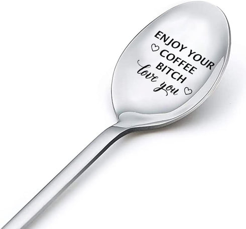 Coffee Spoon Gifts for Husband Wife - Birthday Gift for Bf, Girlfriend, Bestie, Enjoy Your Coffee Love You Spoon