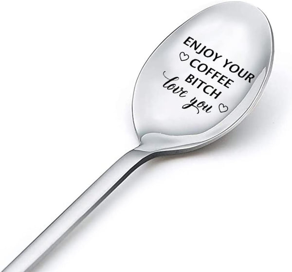 Coffee Spoon Gifts for Husband Wife - Birthday Gift for Bf, Girlfriend, Bestie, Enjoy Your Coffee Love You Spoon