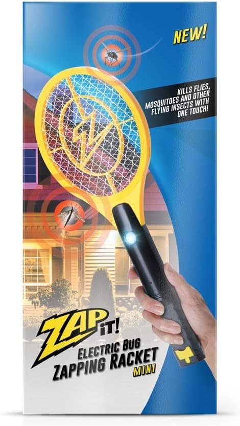 Zap It! Mini Bug Zapper Racket - Rechargeable Mosquito & Bug Zapper - 4,000 Volt, USB Charging, Safe to Touch
