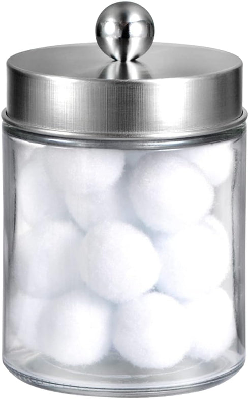 Amolliar Apothecary Jars - Bathroom Vanity Organizer Canister Jar with Lid for Qtips, Cotton Swabs, Makeup Sponges