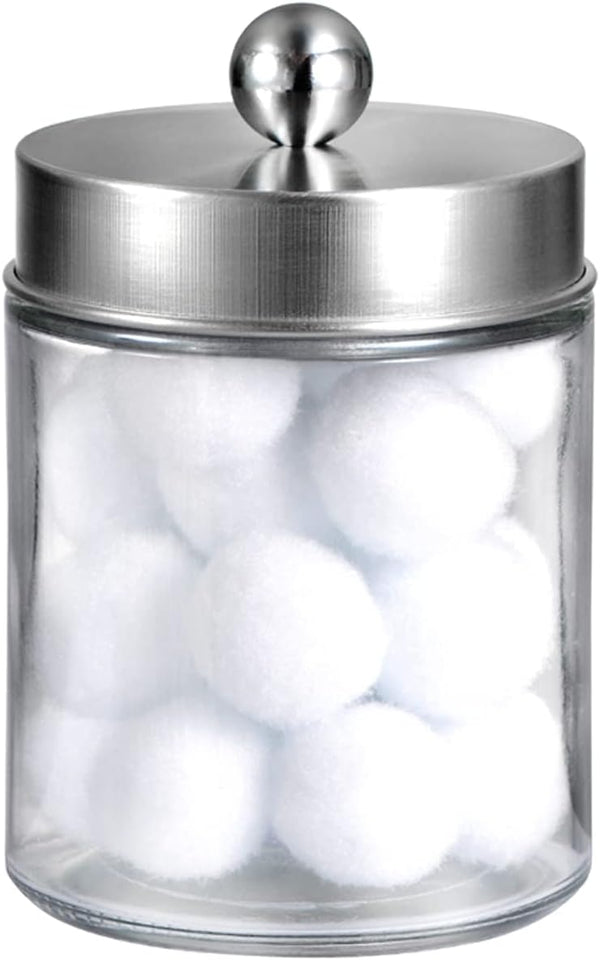 Amolliar Apothecary Jars - Bathroom Vanity Organizer Canister Jar with Lid for Qtips, Cotton Swabs, Makeup Sponges