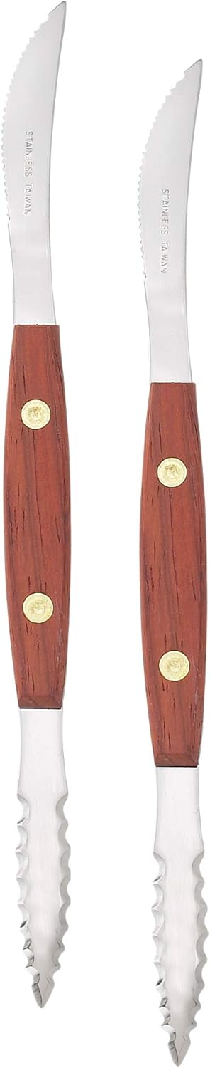 HIC Kitchen Squirt Free Serrated Twin-Blade Grapefruit Sectioning Knife, Stainless Steel Blades, Set of 2