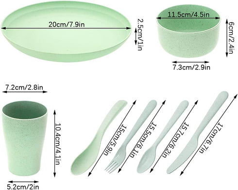 14Pcs Dinnerware Sets, Lightweight Plates, Bowls, Cups, and Cutlery, Dishwasher & Microwave Safe for 2
