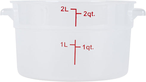 Restaurantware-Met Lux 2 Quart Food Storage Container - Translucent with Red Volume Markers, Lids Sold Separately
