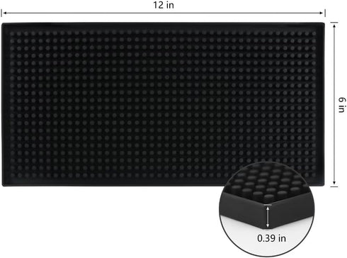 Small Bar Mat, 6" x 12" PVC Black Coffee Mat for Home Bar Essentials Accesories, Cocktail Mat for Bartender, Spill Mat for Kitchen Countertop Cup Glasses Drying Mat, 1PCS