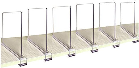 CY craft Acrylic Shelf Divider, Clear Closet Shelf Separators for Clothing and Kitchen Cabinet Storage, 6 PCS