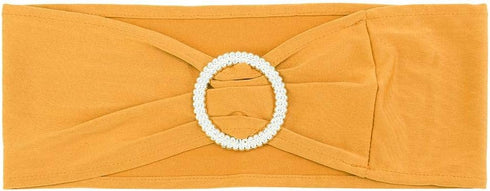 Tvoip 10PCS Gold Chair Cover Stretch Band with Buckle Slider Sashes Bow for Wedding Banquet Decoration