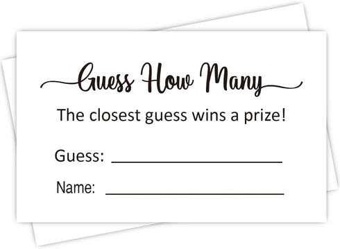 KONKAVA Guess How Many Game Cards, (50 Cards) Baby Shower Game Cards (Minimalist)