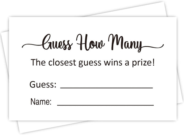 KONKAVA Guess How Many Game Cards, (50 Cards) Baby Shower Game Cards (Minimalist)