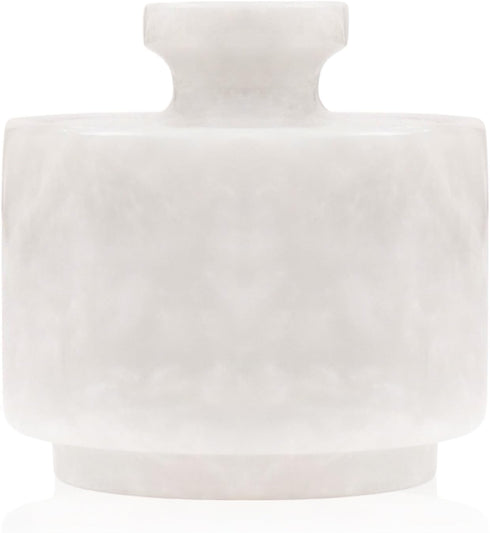 MARBLOUS KRAFTS Marble Salt Cellar with Lid 3" White Salt Box, Stone