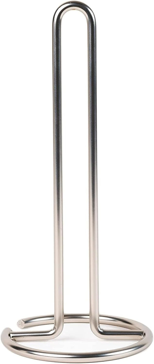 FitWell Paper Towel Holder for Kitchen Countertops, Steel Stand for Standard & Jumbo Rolls, Satin Nickel