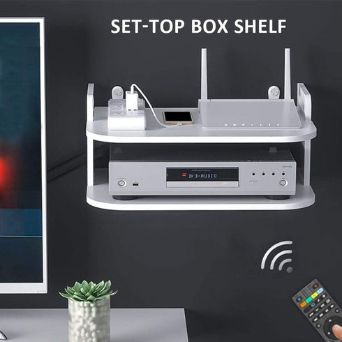 Denpetec Set-Top Floating Shelf for TV Components,TV Box Shelf Thick DVD Player, Wall Hanging Shelf Punching-Free