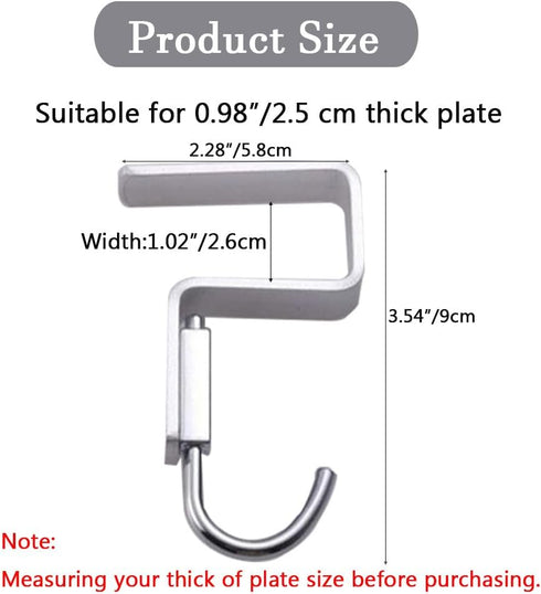 2 Pcs Desk Hook - Student Desktop Nail-Free Hook for Schoolbag, Under Table Hook for Bag Purse Clothes