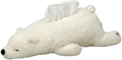 CHOOLD Super Soft Plush Polar Bear Tissue Box Cover, Cute Paper Holder for Car, Home, Bathroom, Kitchen, Office