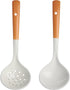 Ceramics Ladle Spoon Set of 2, Large Soup Ladle with Skimmer Slotted Spoons for Cooking and Serving