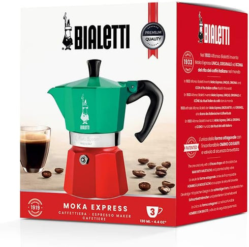 3 (4.3 Oz 130 Ml), Bialetti - Moka Express Italia Collection: Iconic Stovetop Espresso Maker, Makes Real Italian
