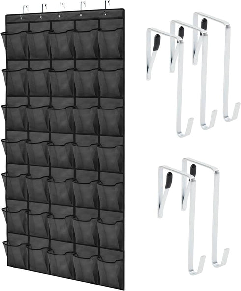 GORILLA GRIP Over the Door Shoe Organizer, 35 Large Breathable Mesh Pockets,