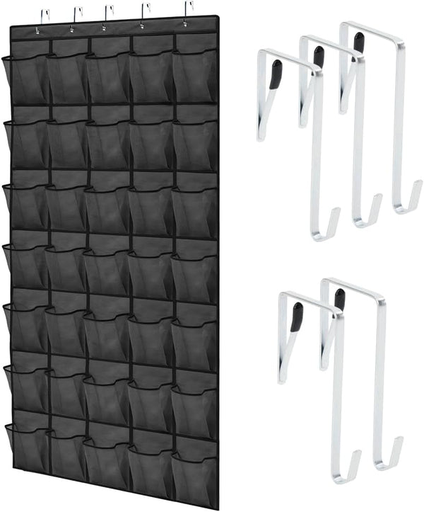 GORILLA GRIP Over the Door Shoe Organizer, 35 Large Breathable Mesh Pockets,