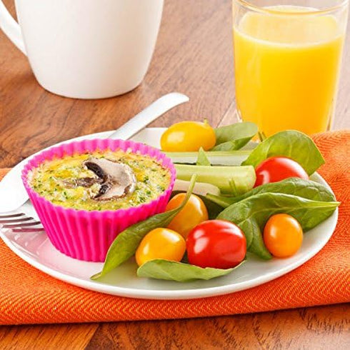 Silicone Baking Cups Set for Muffins and Cupcakes, 36 Pack with Storage Container and Bento Box Dividers