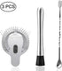SENHAI Stainless Steel Cocktail Muddler, Spiral Mixing Spoon & 4-Prong Bar Strainer - Bartender's Tool Set