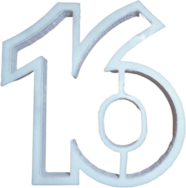 NUMBER 16 SWEET SIXTEEN BIRTHDAY COOKIE CUTTER, MADE IN USA, PR108-16