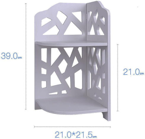 2-Tier HornTide Corner Shelf, Brief Fashion Organizer Storage Rack, for Cosmetic Doll Potted-Plant Vitamins Supplements