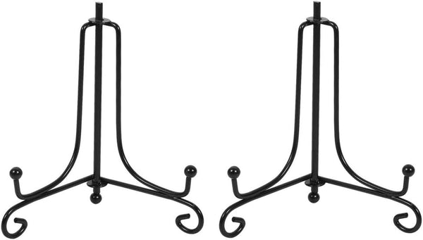(2 Pack) Iron Display Stand - Black Iron Easel Plate Display Photo Holder Stand for Picture Frames, Cookbooks, Art