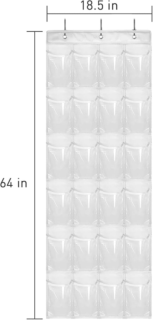 Over The Door Shoe Organizer - 2 Pack Shoe Rack for Door with 24 Pockets and Hooks, Shoe Holder Back of Door Organizers for Shoes, Hanging Shoe Organizer for Space Saving, White by Bofoho