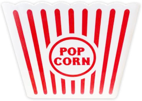 Novelty Place Plastic Popcorn Bowl, Red & White Striped Classic Containers for Movie Night, 8" Square x 7" Deep