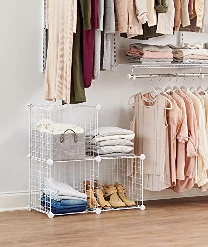 Rubbermaid 3 Piece Stackable Storage Wire Cube Set, Easy Assemble, White, Multi-Use Home Organizer for Closet/Toys